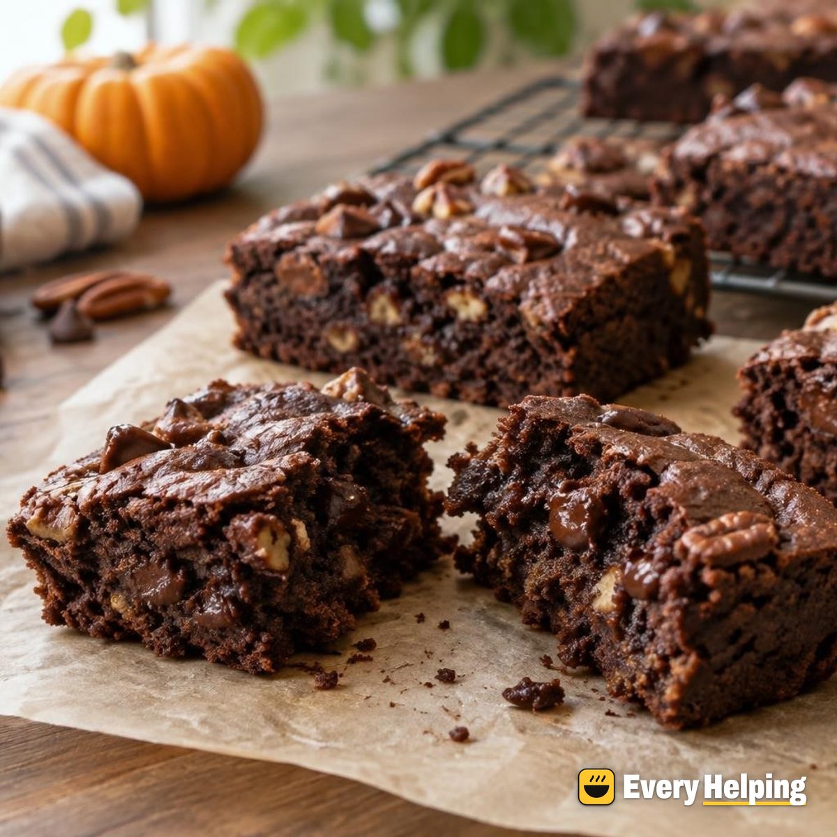 Fudgy Black Bean Pumpkin Spice Brownies