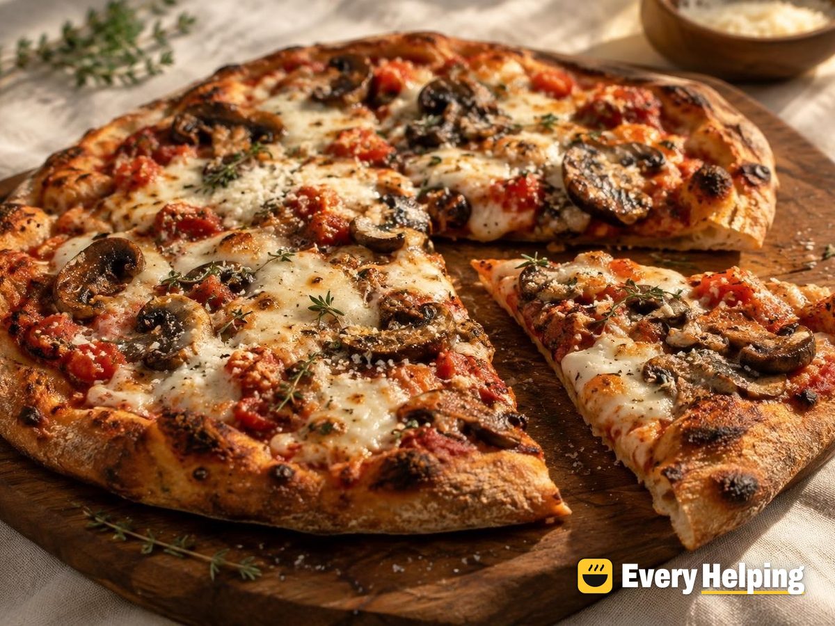Sourdough Mushroom Flatbread Pizzas with Mozzarella