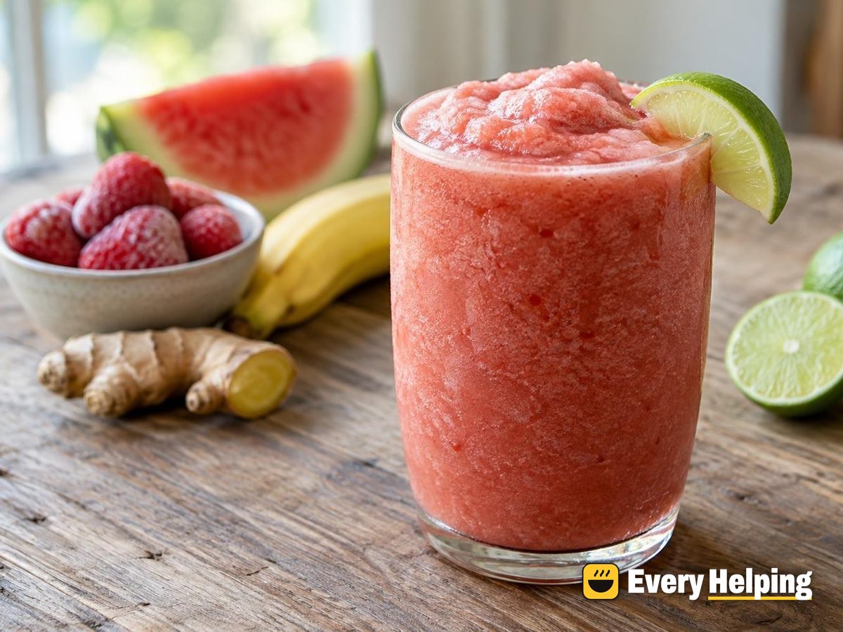 Frosty Watermelon-Strawberry Agua Fresca with Ginger