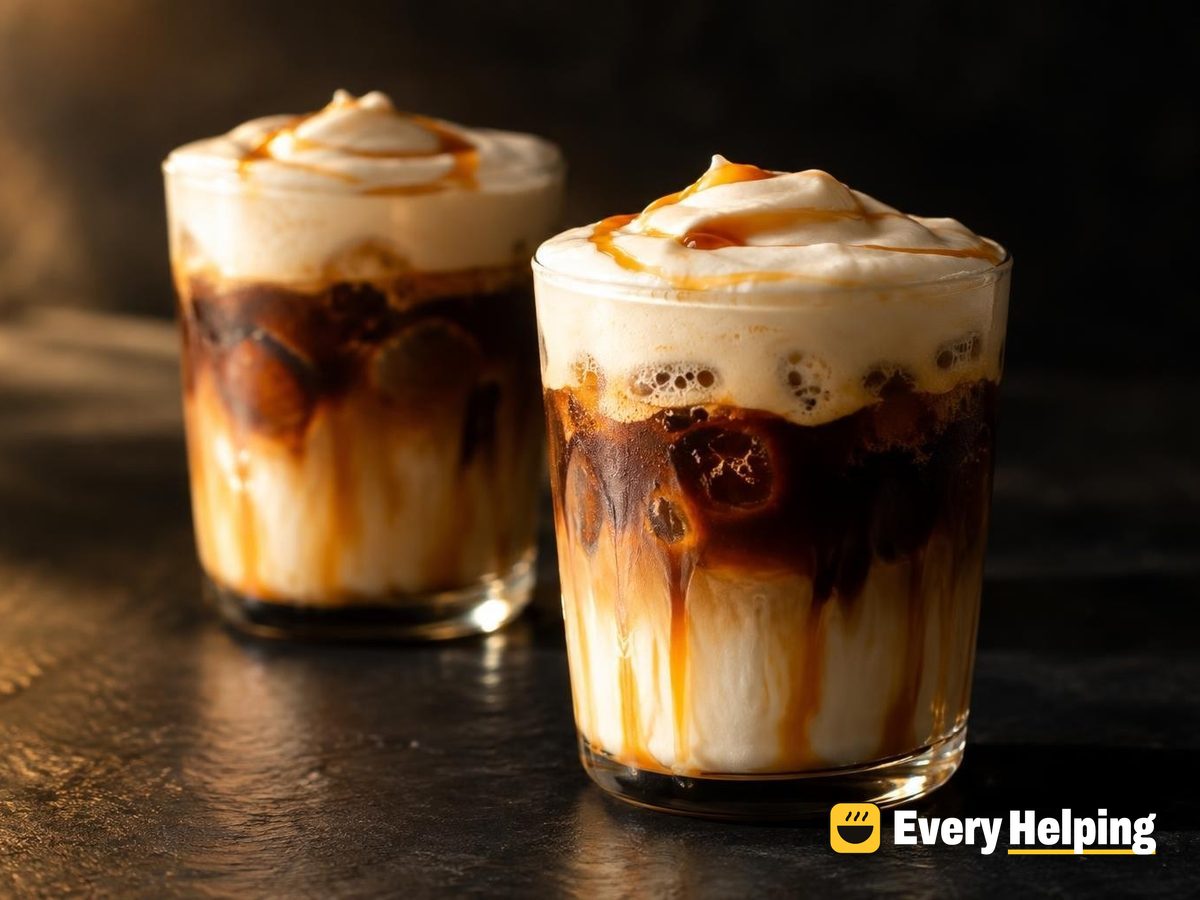 Maple Caramel Iced Americano with Whole Milk Foam