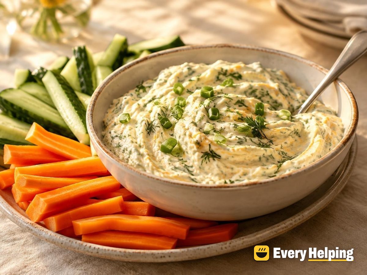 Whipped Garlic Herb Cheddar Yogurt Dip