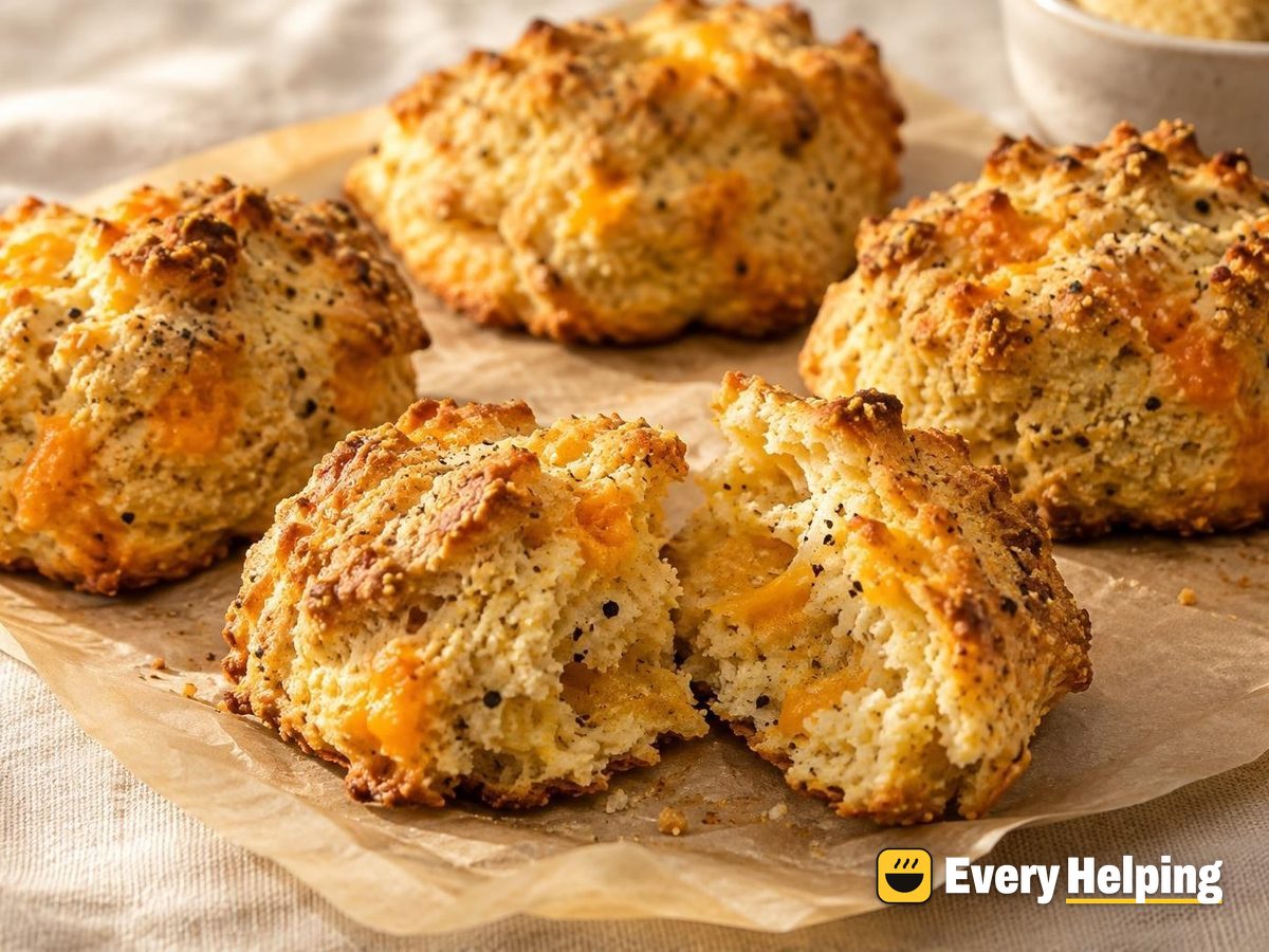 Cheddar Black Pepper Cornmeal Drop Biscuits