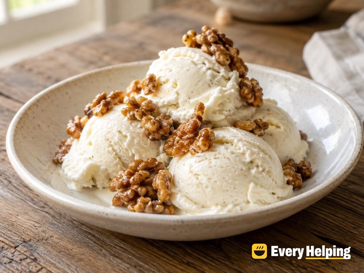 Vanilla Bean Frozen Yogurt with Honey Walnuts