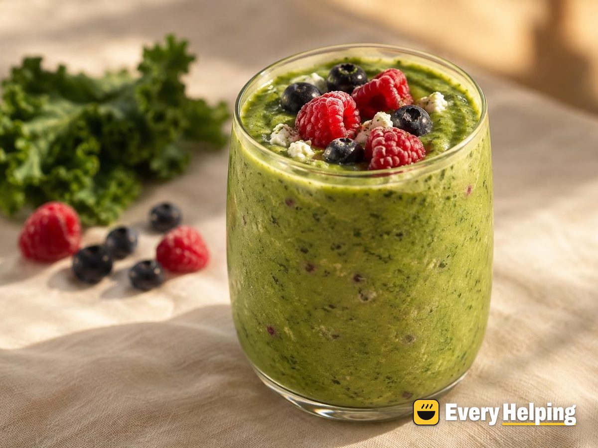 Raspberry Kale Ginger Green Smoothie