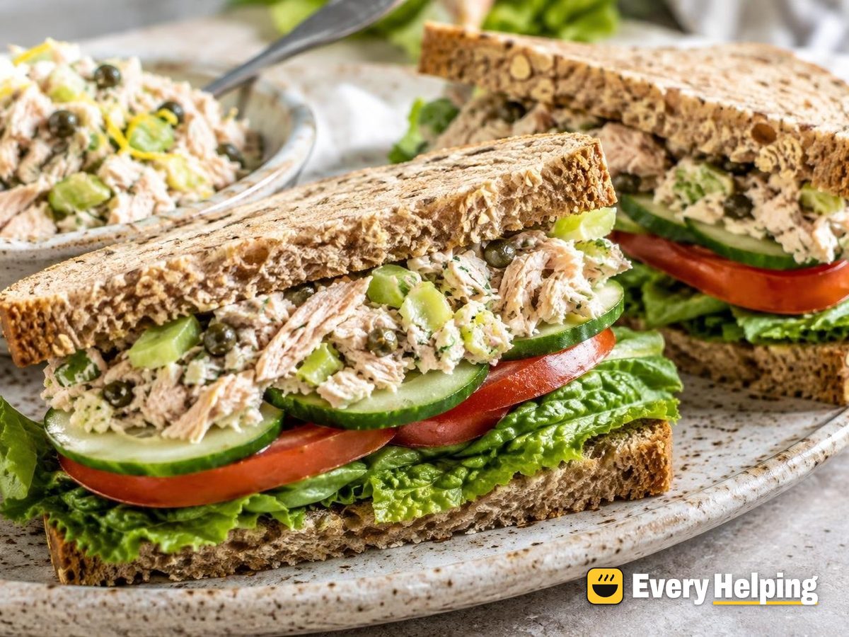 Lemony Tuna, Caper and Cucumber Sourdough Sandwiches