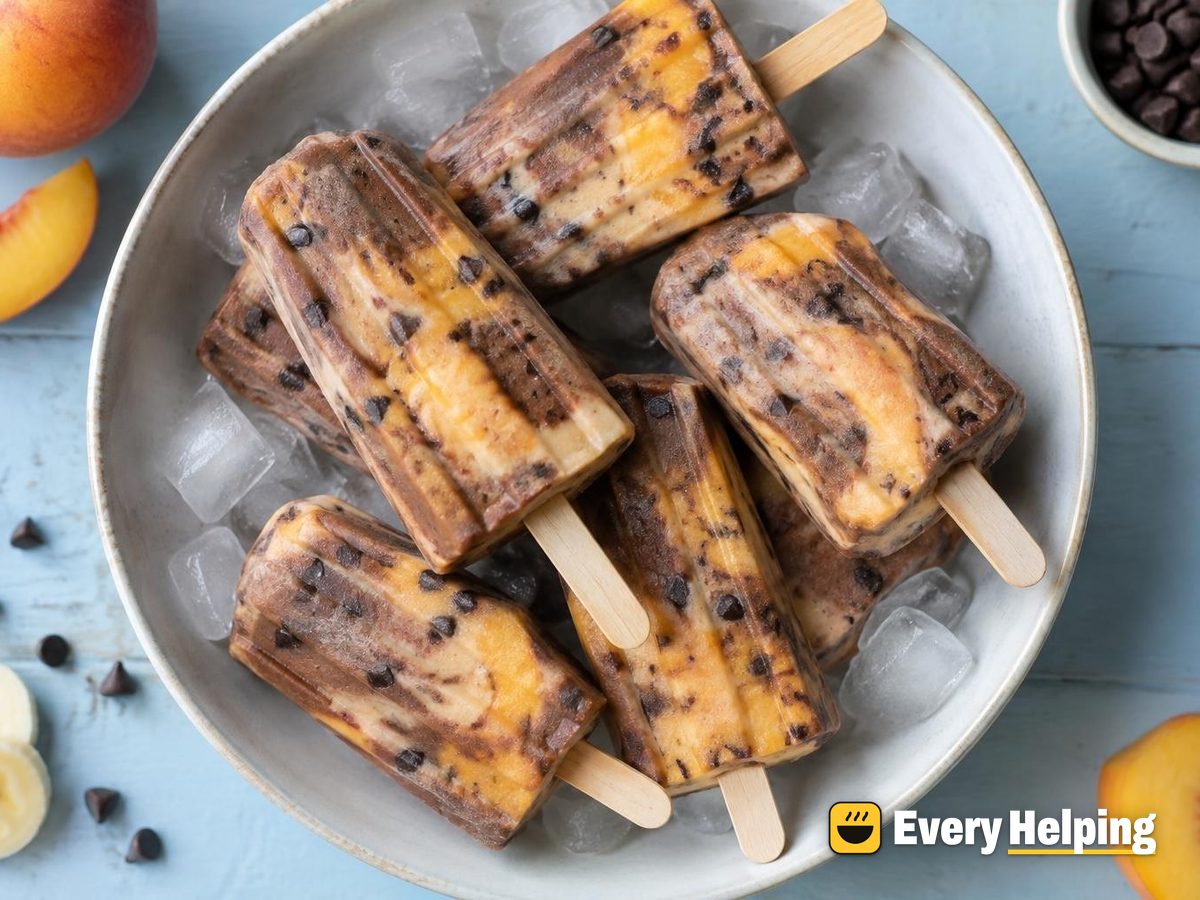 Chocolate Peach Banana Swirl Pops