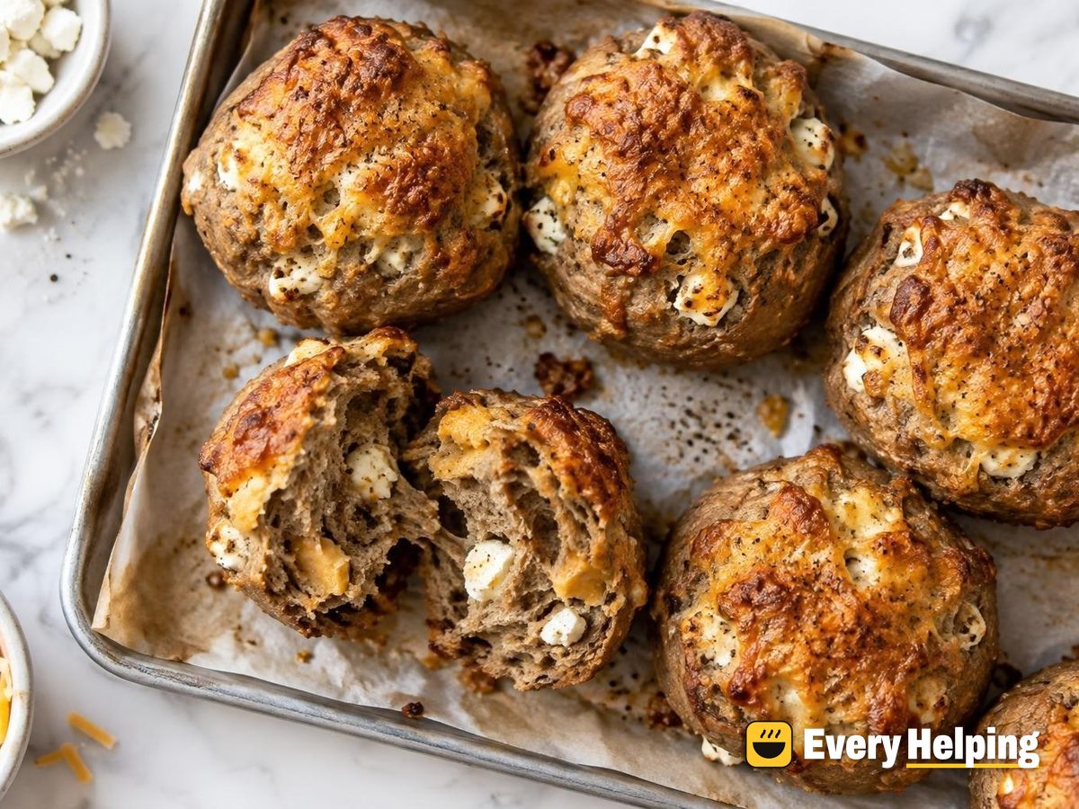 Cheddar Feta Rye Dinner Rolls