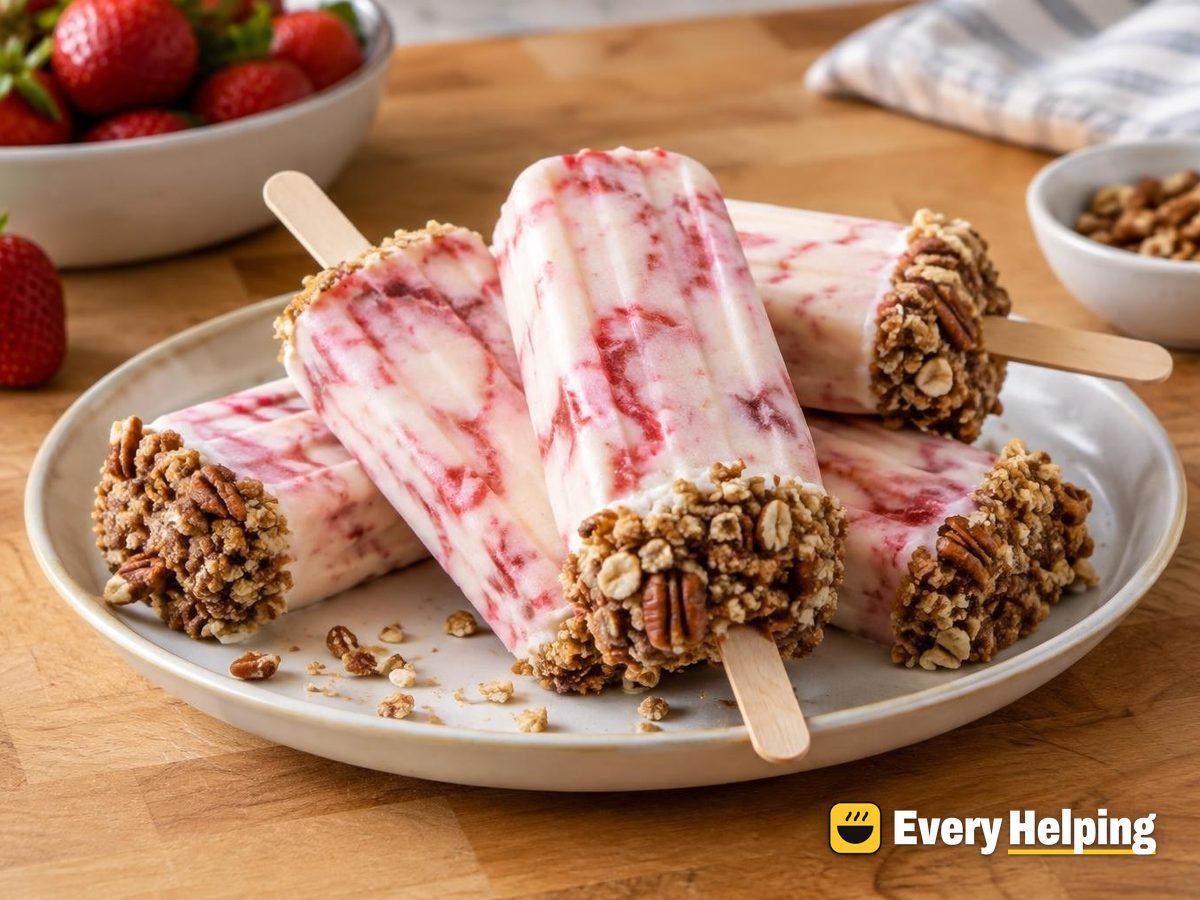 Strawberry Cheesecake Pops with Graham-Style Crumble