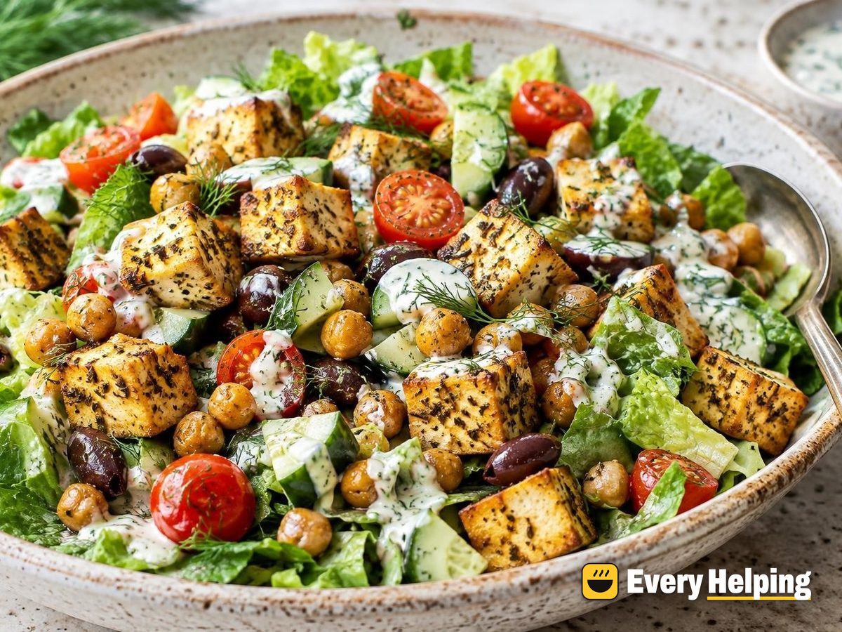 Crispy Oregano Tofu and Chickpea Salad