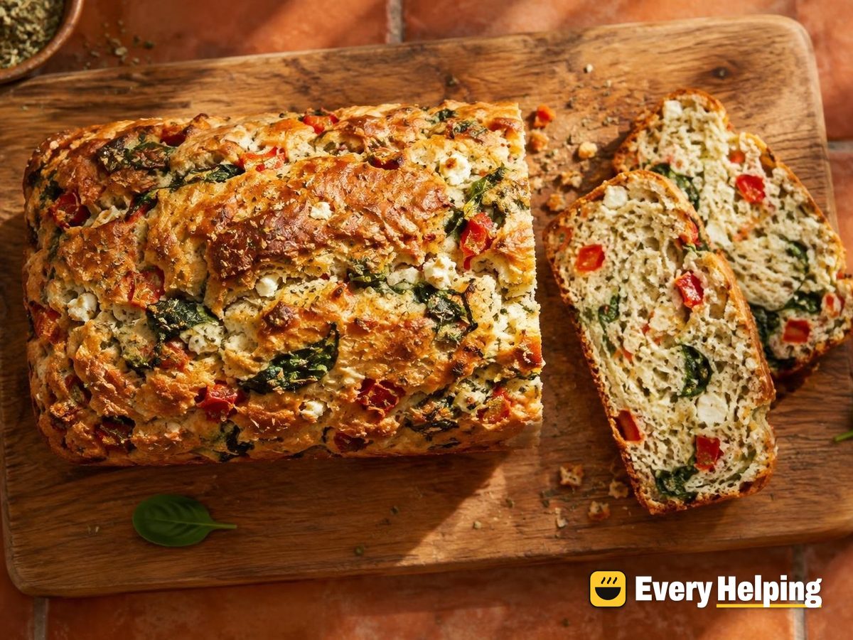 Feta Spinach Oregano Loaf with Red Pepper