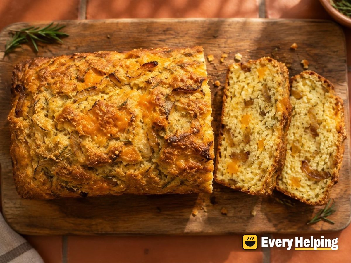Rosemary Cheddar Cornmeal Loaf with Caramelized Onion