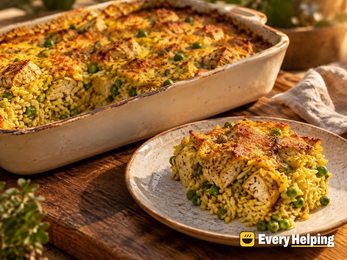 Golden Chicken and Rice Yogurt Bake
