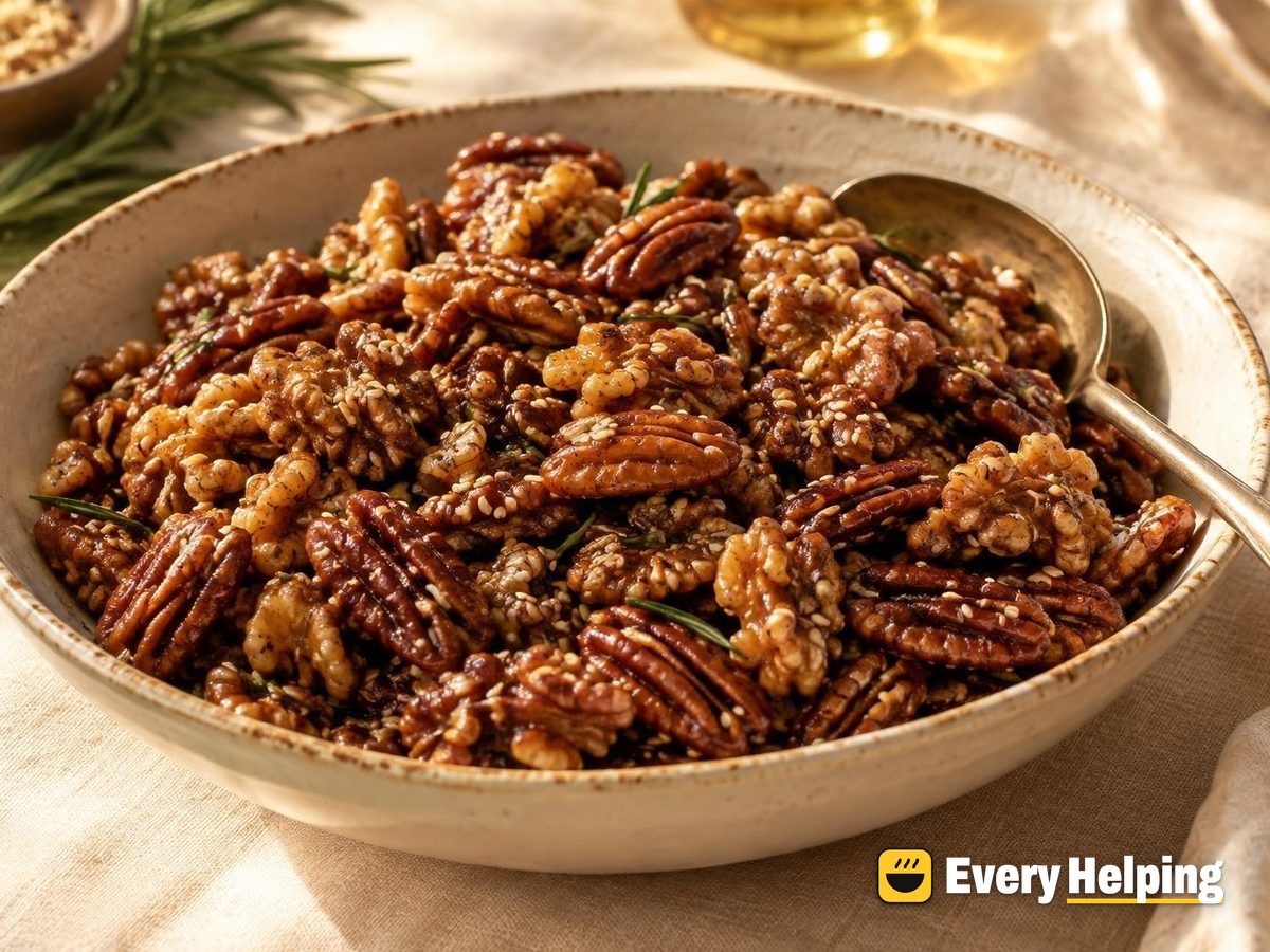Cumin-Sesame Walnuts and Pecans with Rosemary
