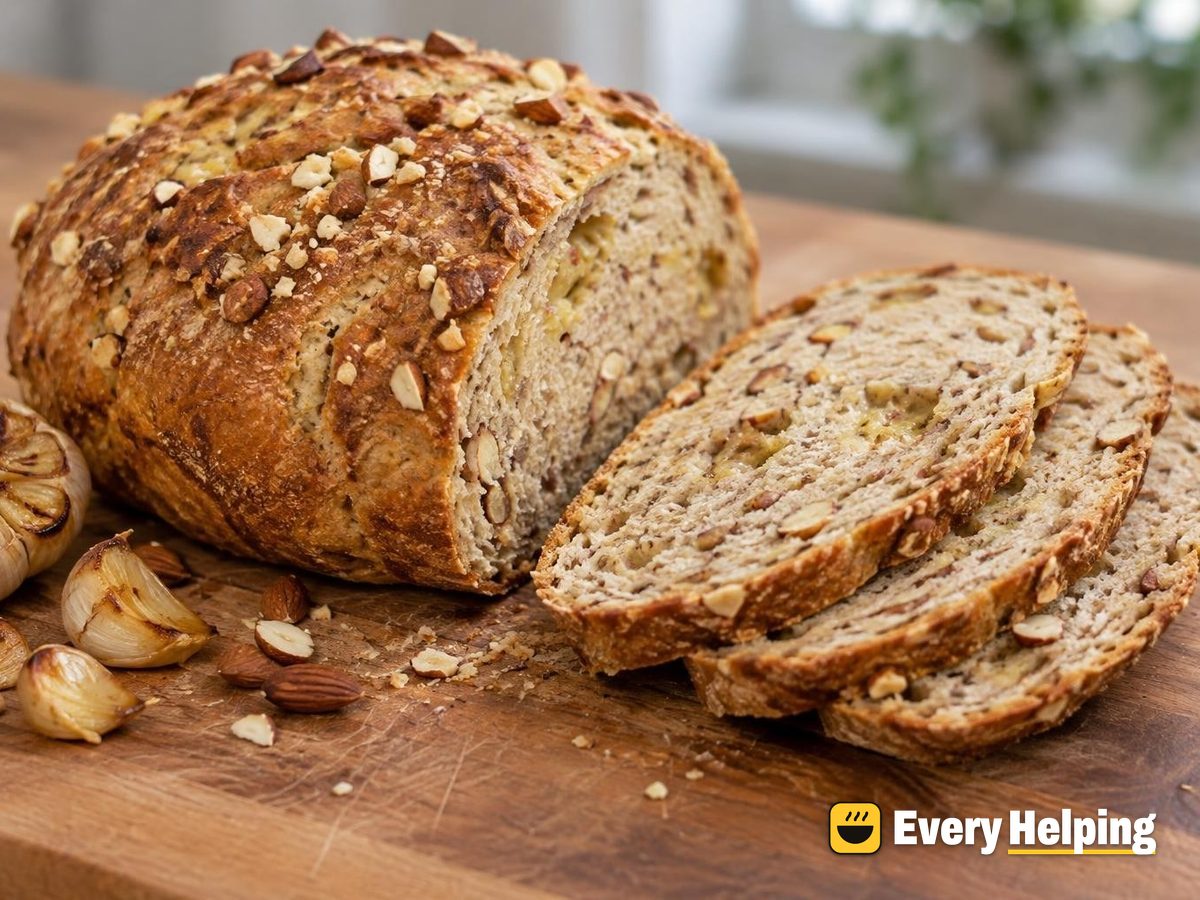 Roasted Garlic Almond Spelt Boule