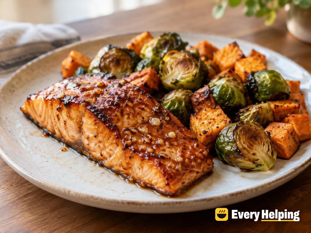 Honey Garlic Salmon with Roasted Brussels Sprouts