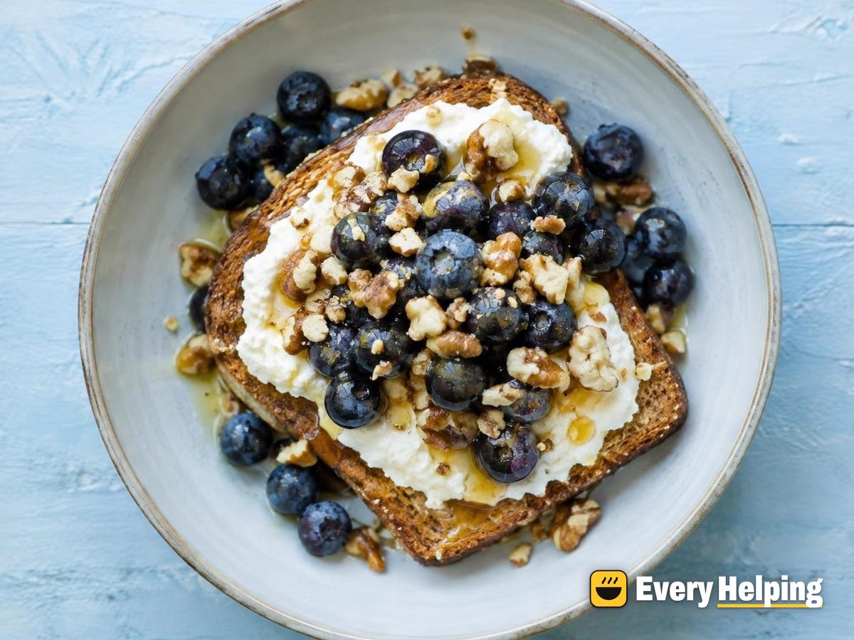 Lemon-Set Queso Blanco Toast with Blueberries