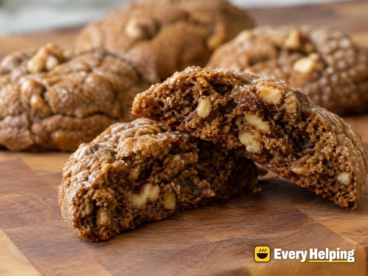 Chewy Molasses Ginger Walnut Drop Cookies