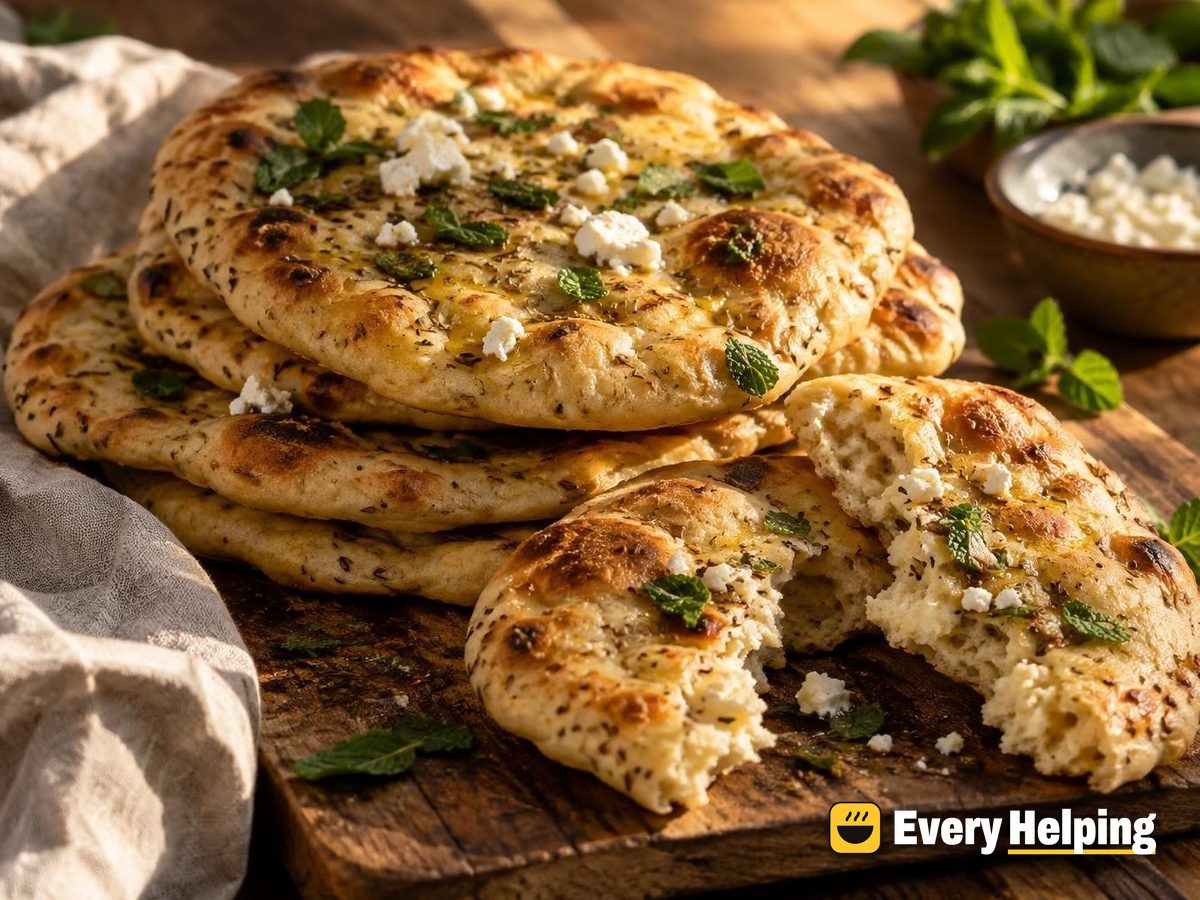Cumin Skillet Flatbreads with Feta and Mint