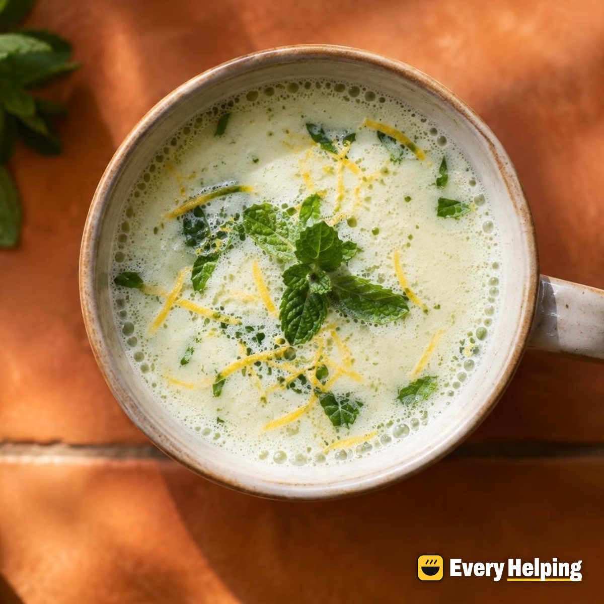 Steamed Mint-Lemon Herbal Soy Latte