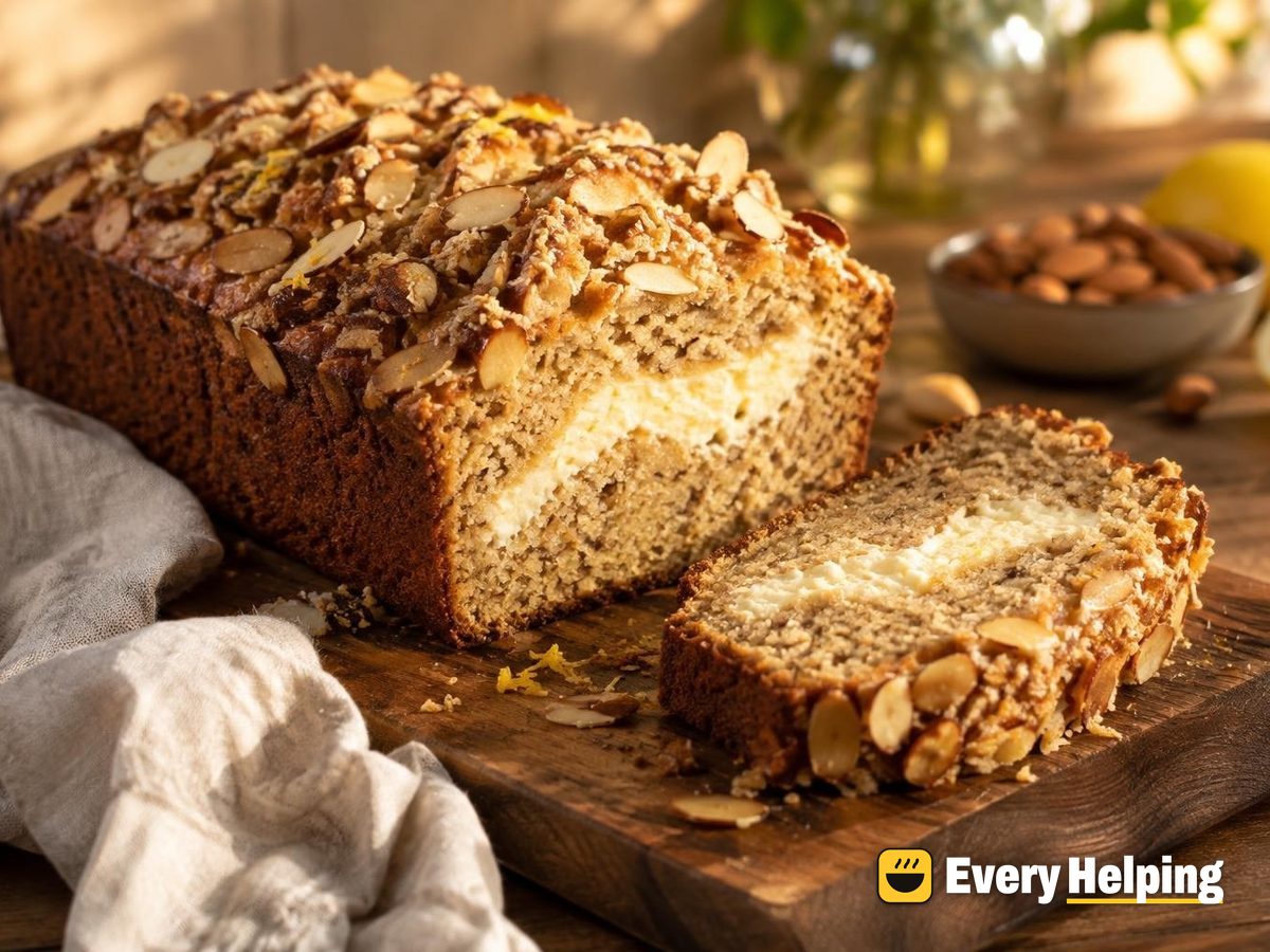 Almond Butter Loaf Cake with Vanilla Ricotta Ribbon