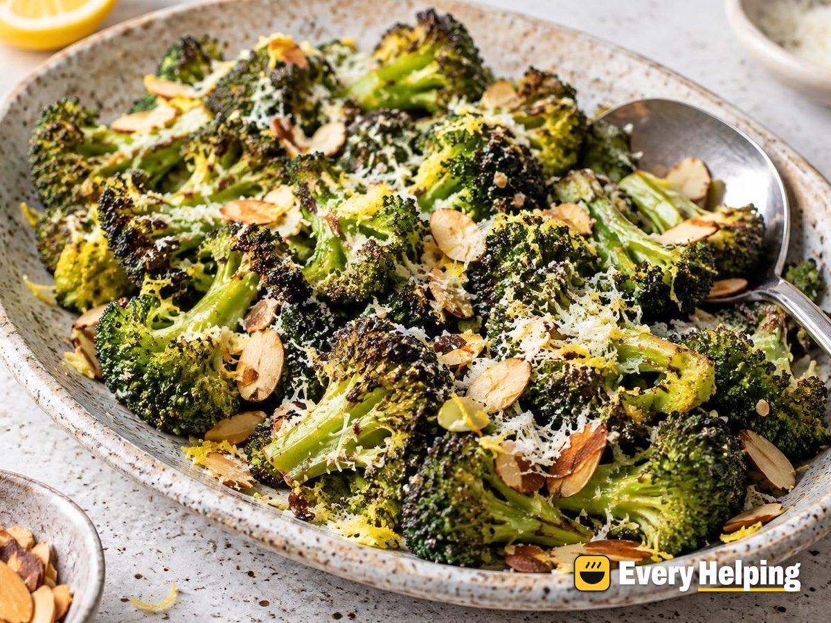 Lemon-Roasted Broccoli with Parmesan and Almonds