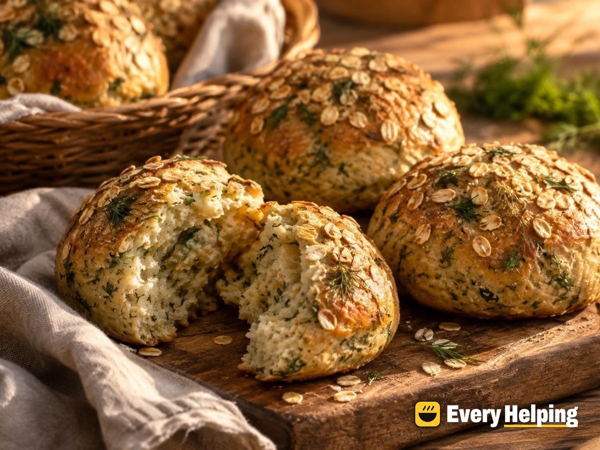 Spelt Oat Porridge Burger Buns with Garlic Dill