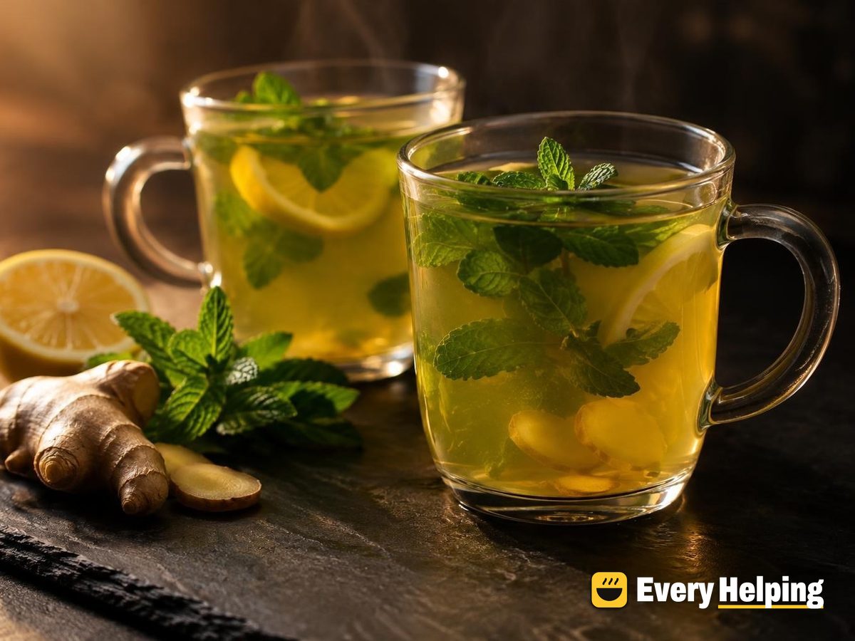 Hot Ginger Mint Green Tea with Honey