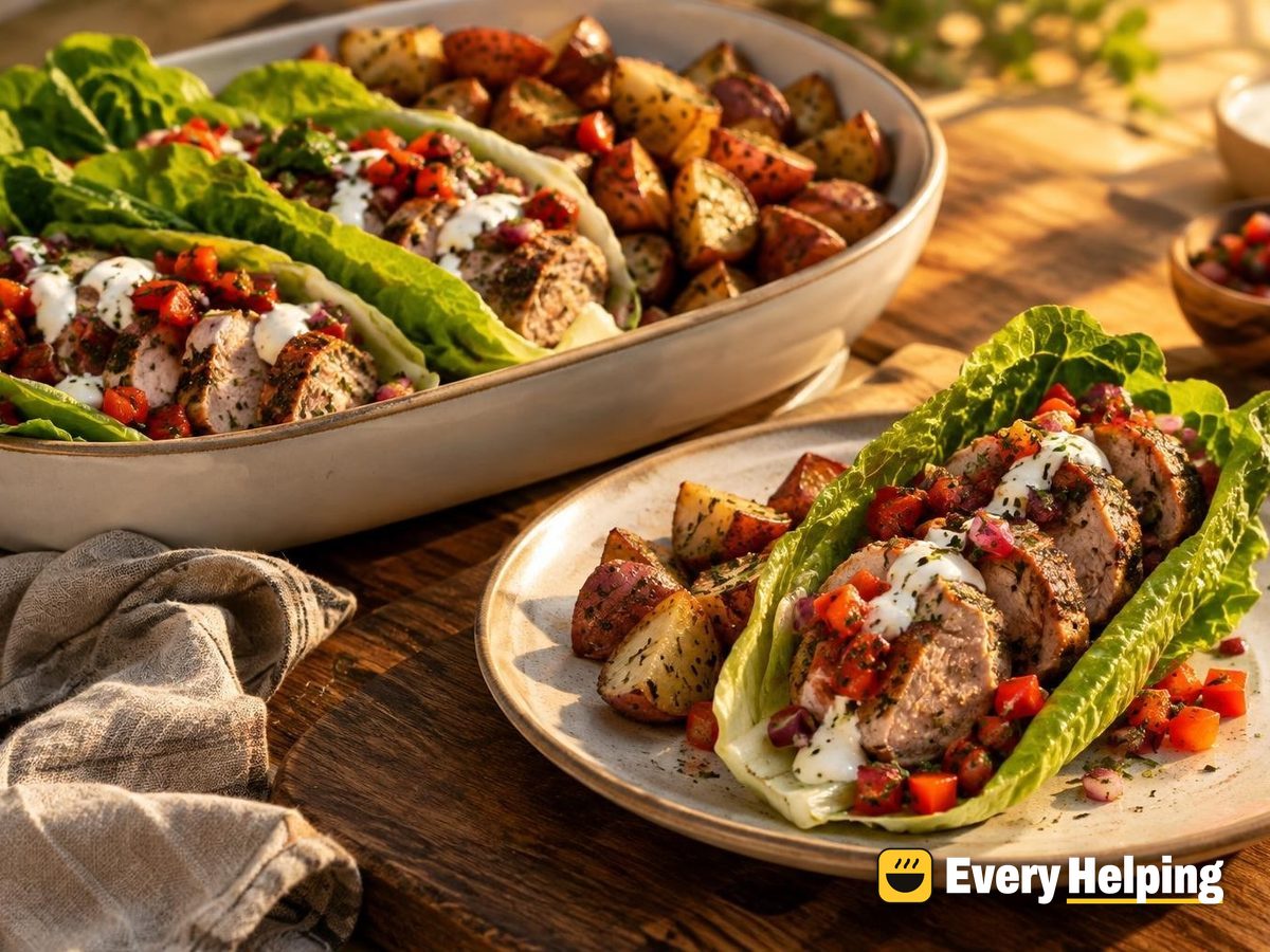 Oregano Pork Tenderloin Lettuce Wraps