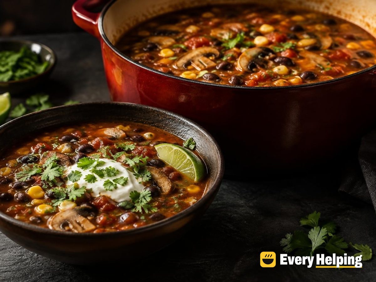 Black Bean and Mushroom Tomato Soup with Chipotle