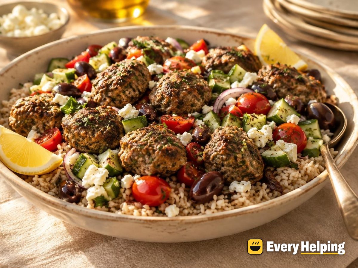 Lemon-Herb Turkey Kofta Brown Rice Bowls