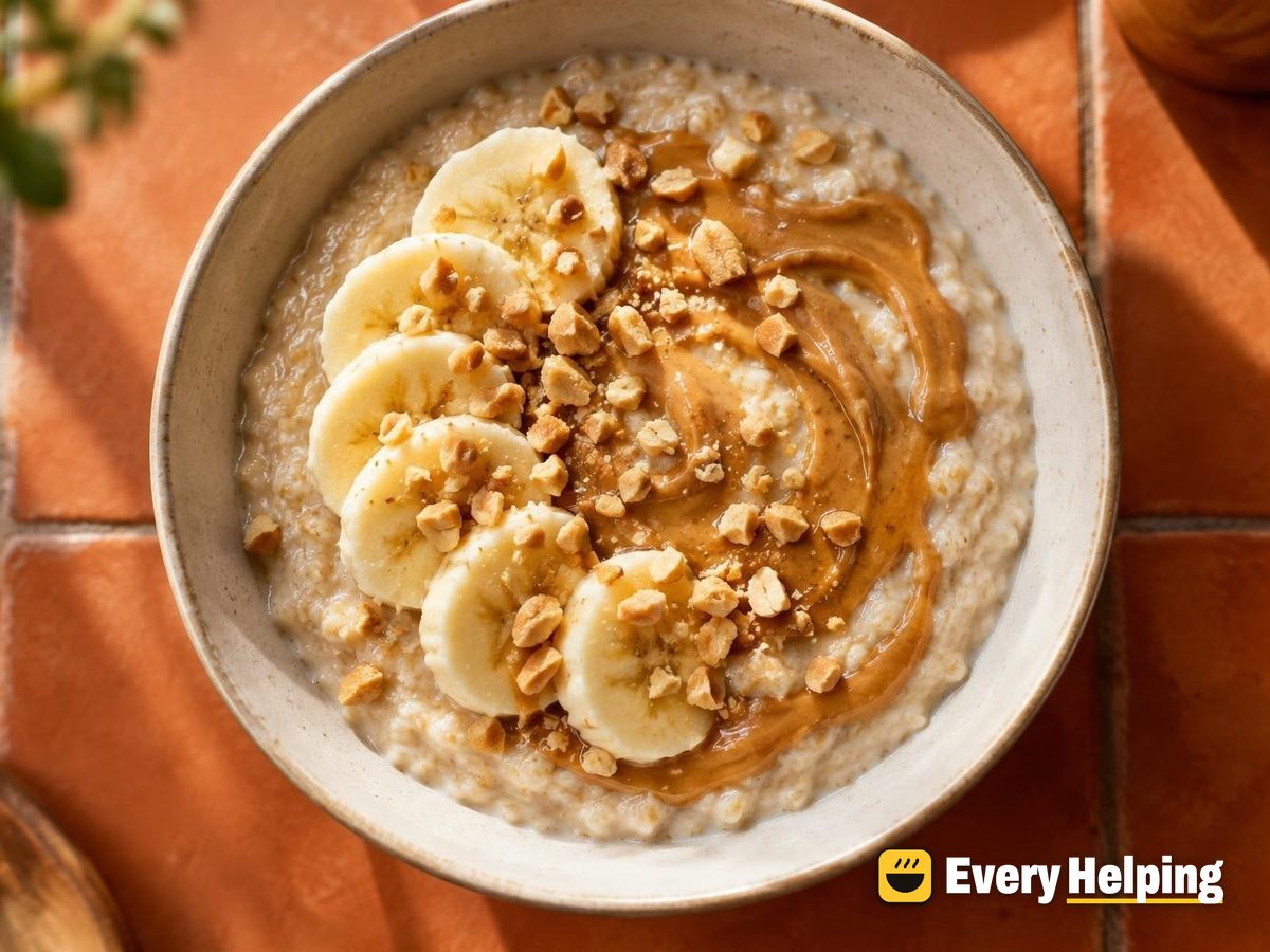 Almond Milk Porridge with Peanut Butter Swirl