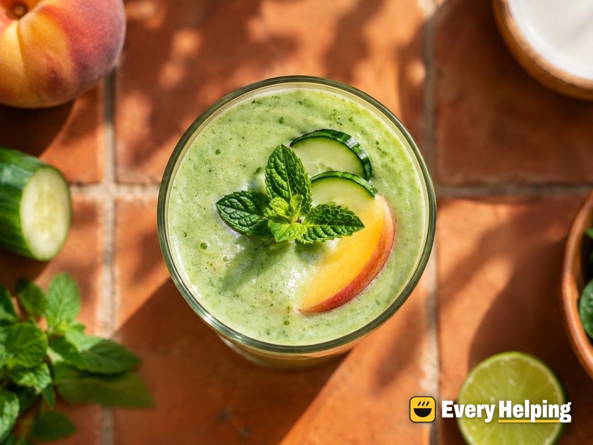 Peach Mint Cucumber Coconut Green Smoothie