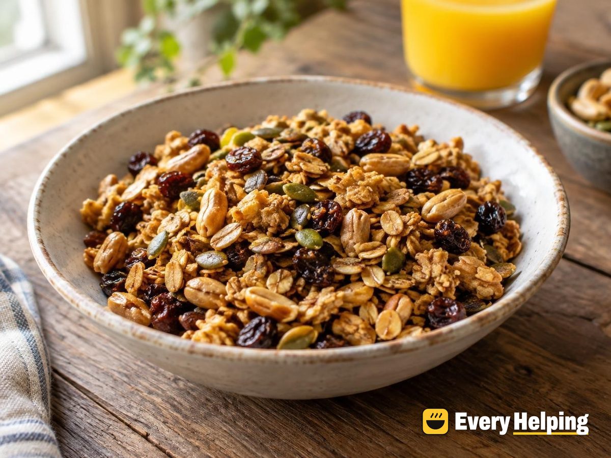 Orange-Spiced Cinnamon Raisin Granola with Peanuts