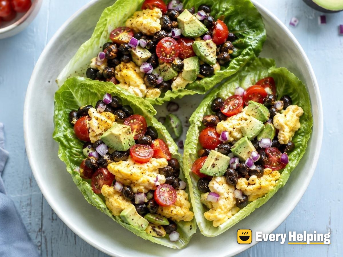 Black Bean Breakfast Lettuce Cups with Eggs