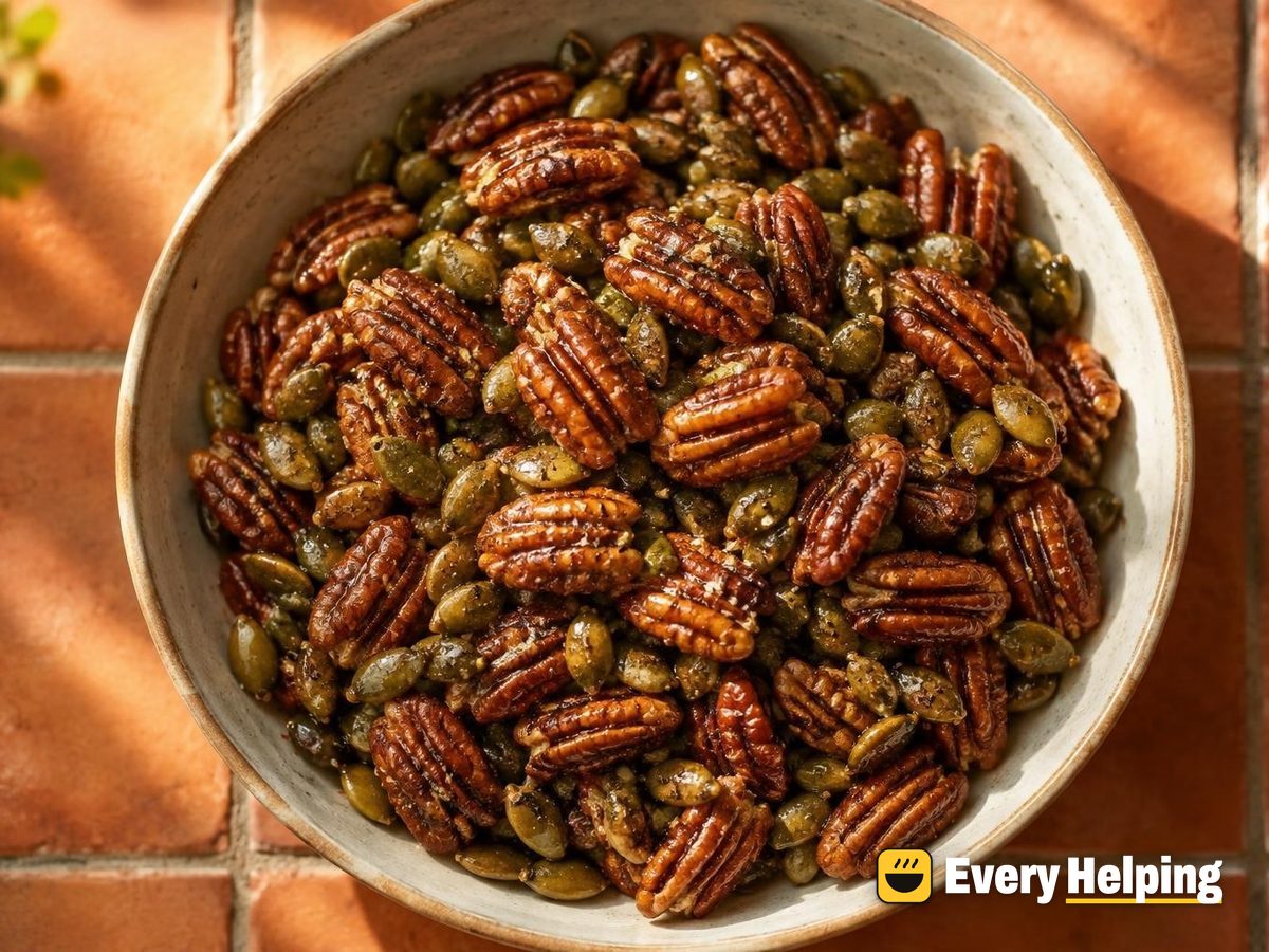 Honey Black Pepper Pecans with Pumpkin Seeds