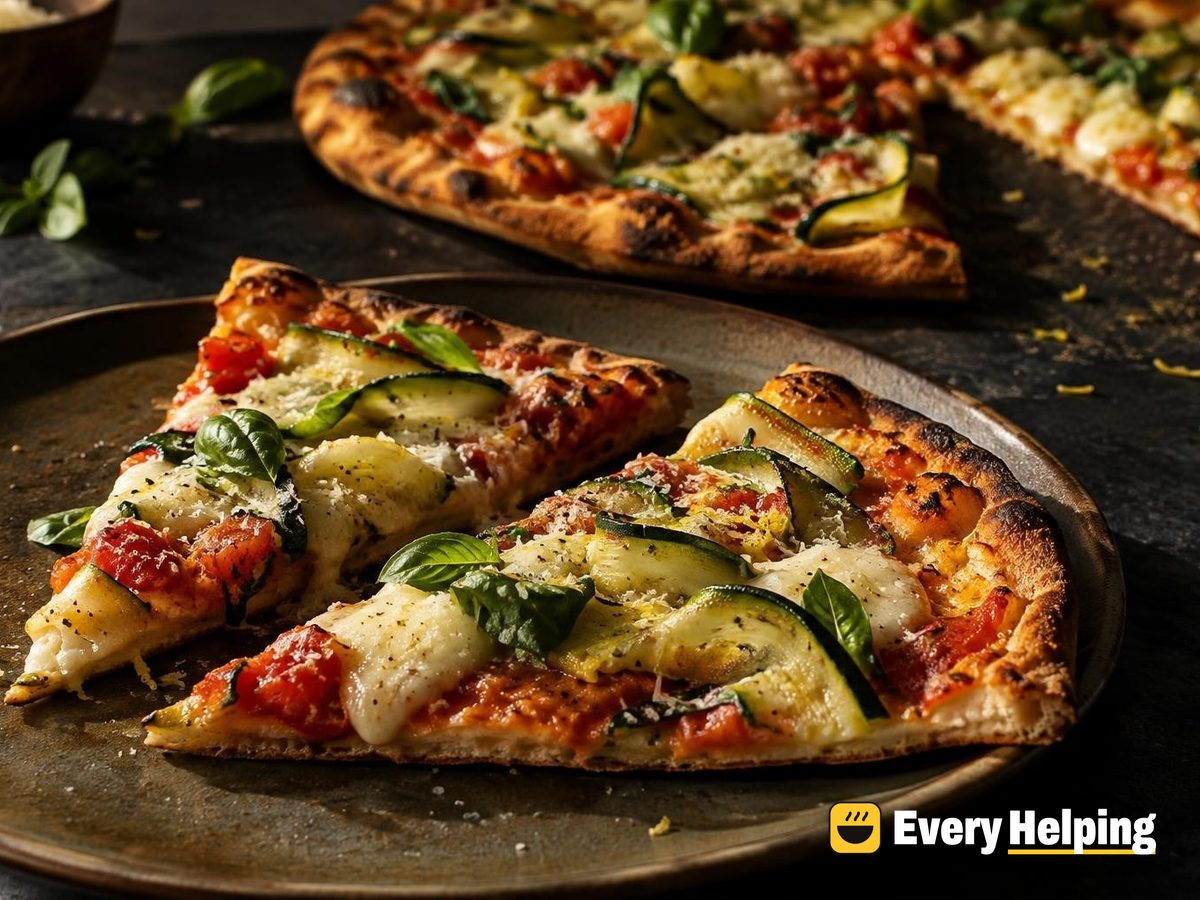 Thin-Crust Zucchini Ribbon Pizzas with Basil