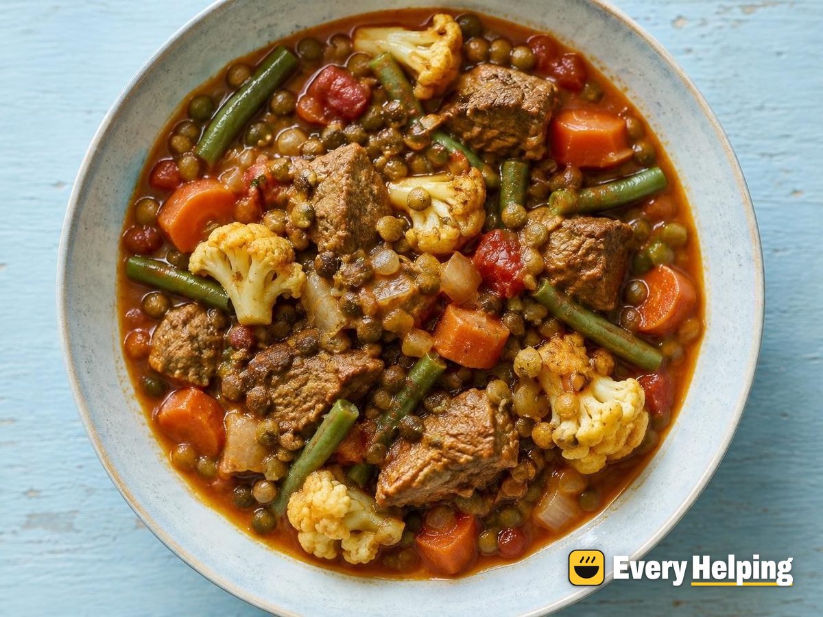 Pork Shoulder and Brown Lentil Vegetable Curry