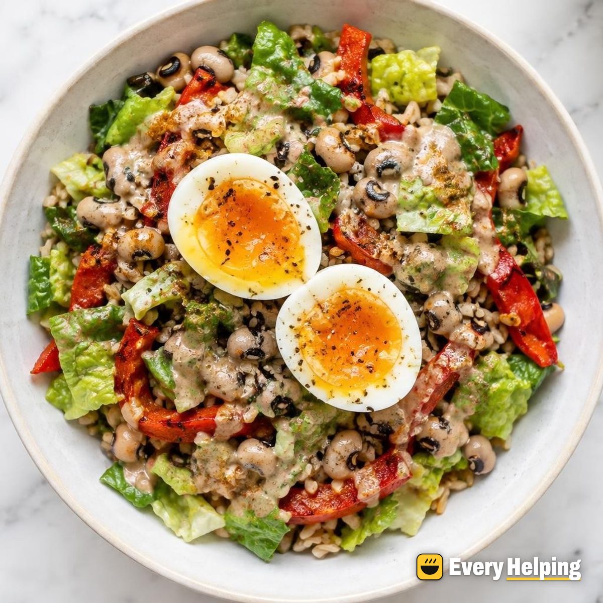 Jammy Egg, Black-Eyed Pea and Rice Salad