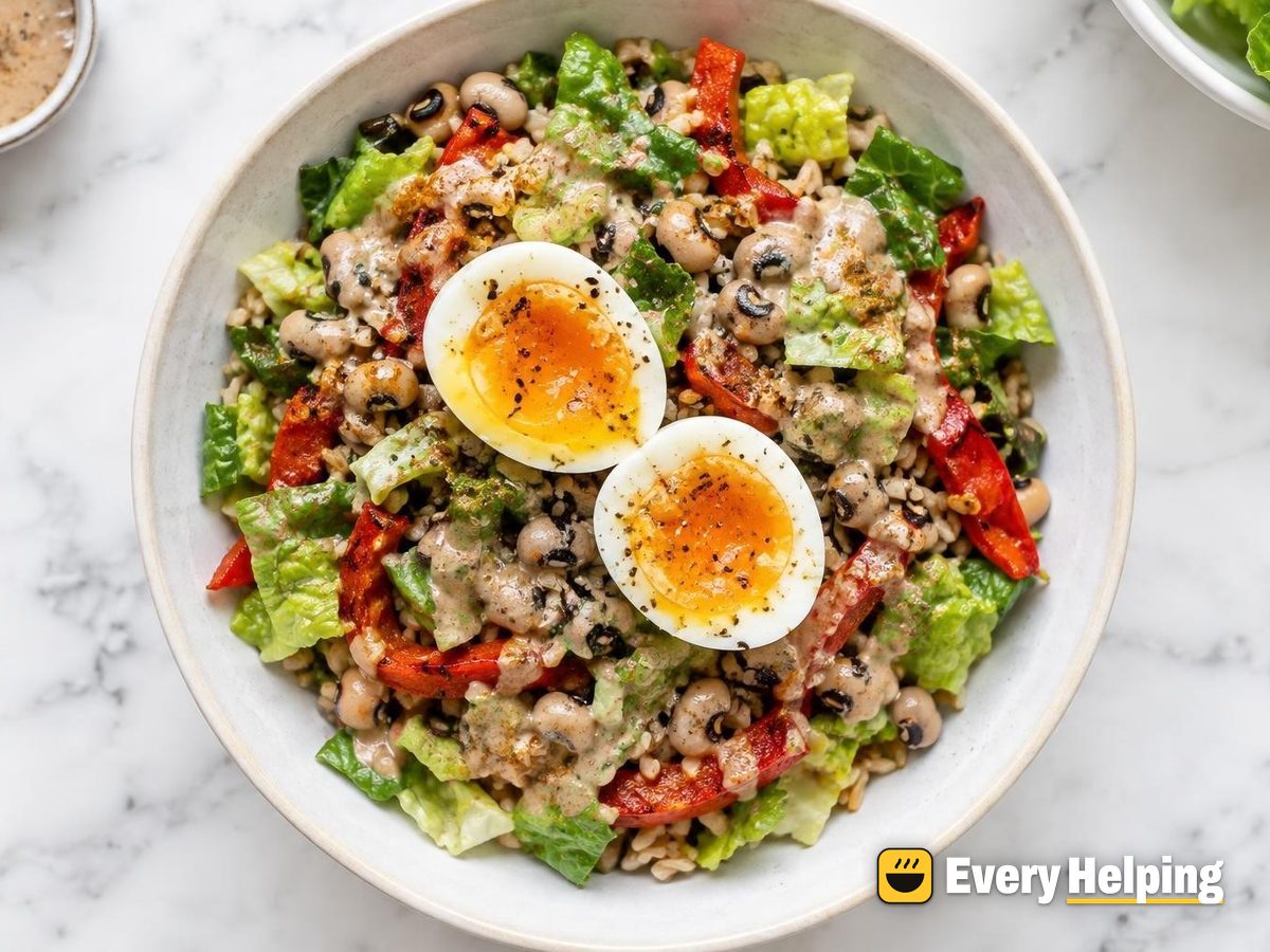 Jammy Egg, Black-Eyed Pea and Rice Salad