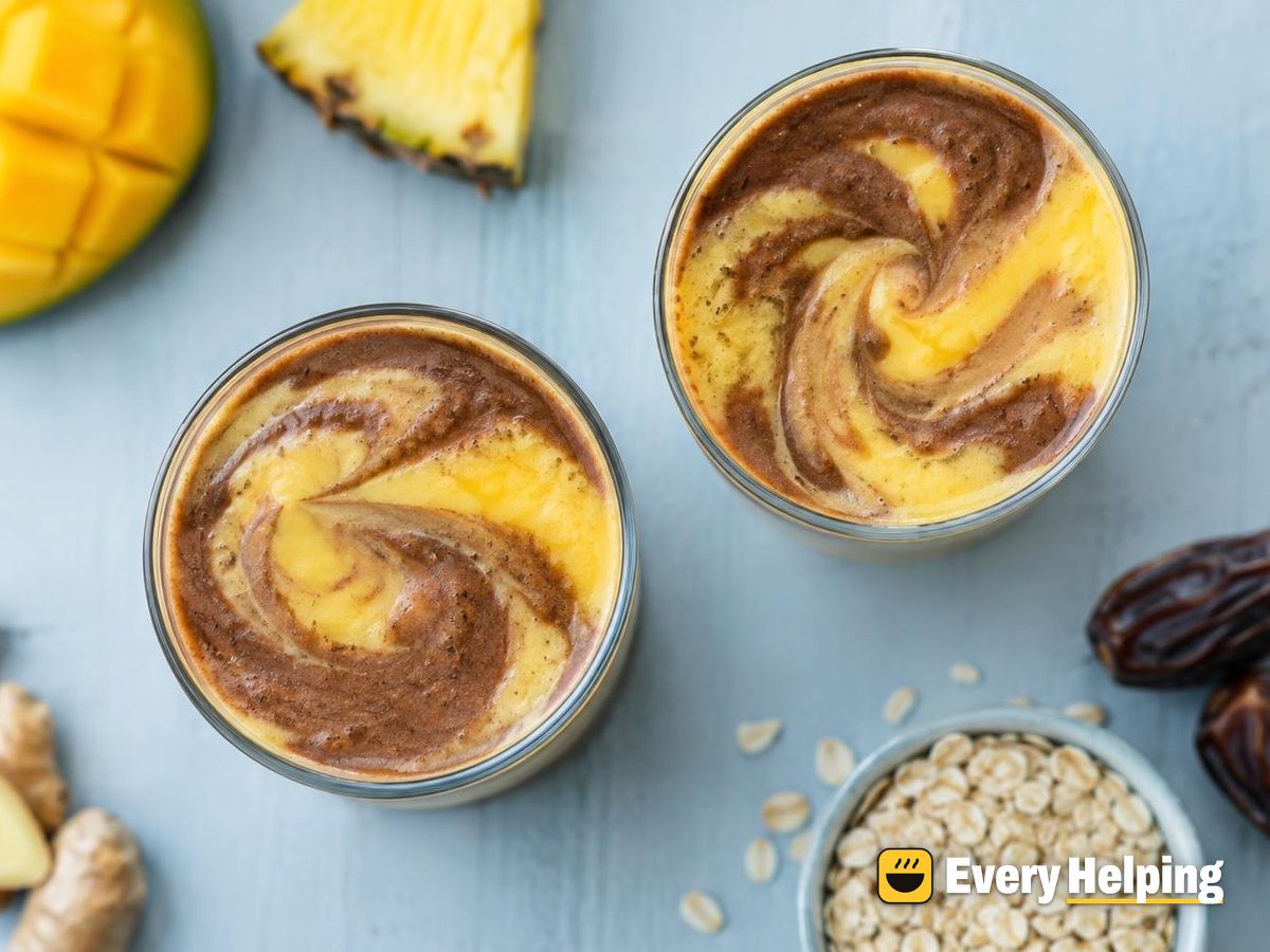 Chocolate Mango Pineapple Ginger Swirl Smoothie