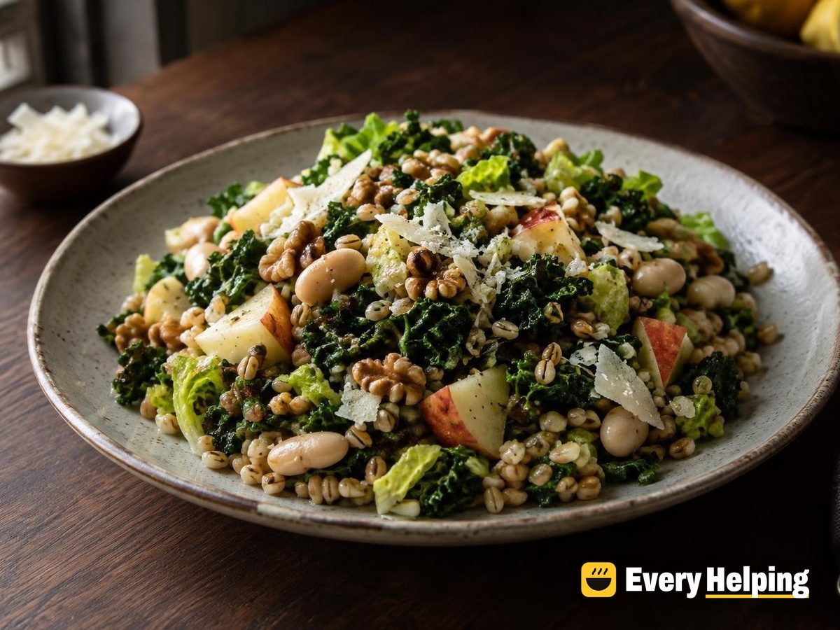 Lemony Farro-Style Barley, Kale and Parmesan Chopped Salad