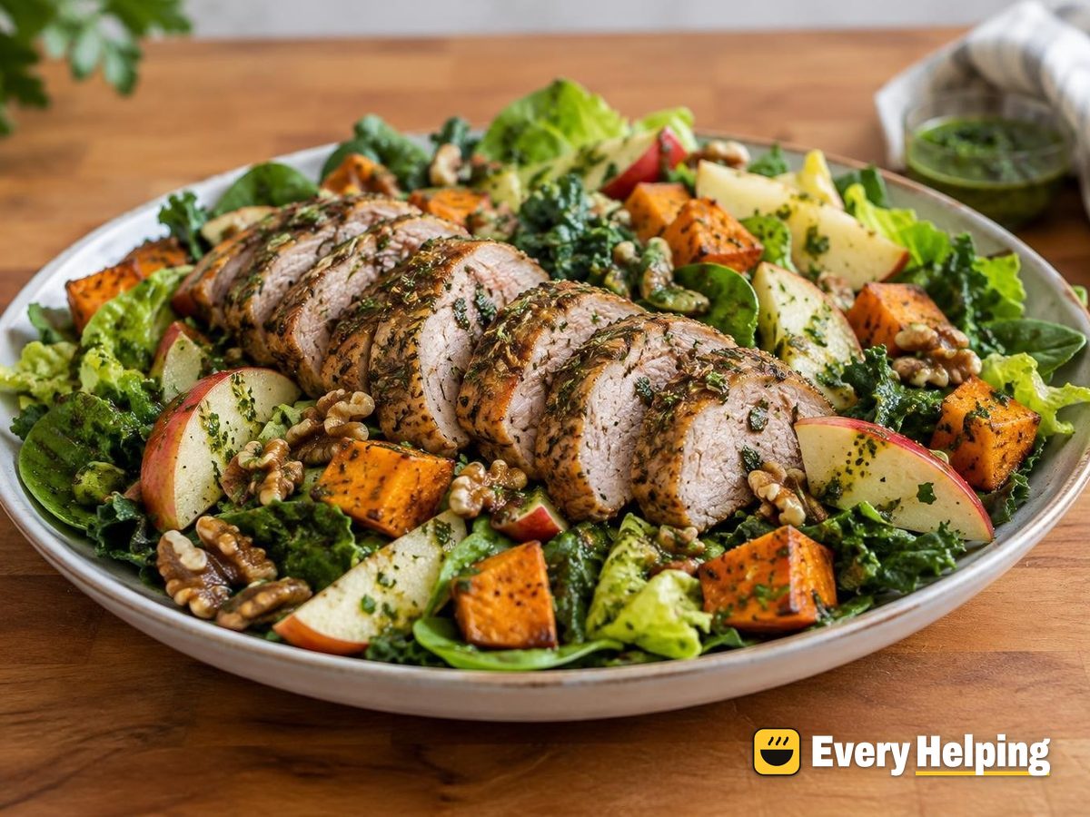 Herb Pork Tenderloin Chopped Salad with Apples