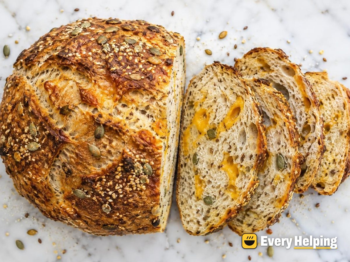 Crusty Cheddar Seeded Dutch Oven Loaf
