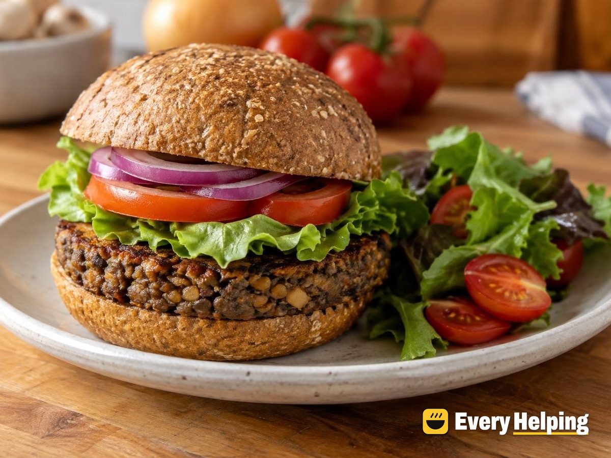 Skillet Lentil Walnut Burgers