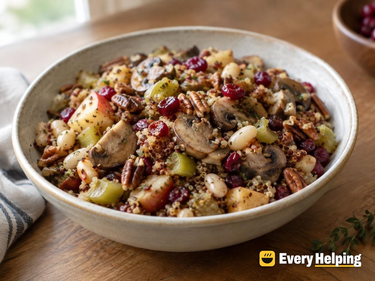 Mushroom Cranberry Quinoa Stuffing