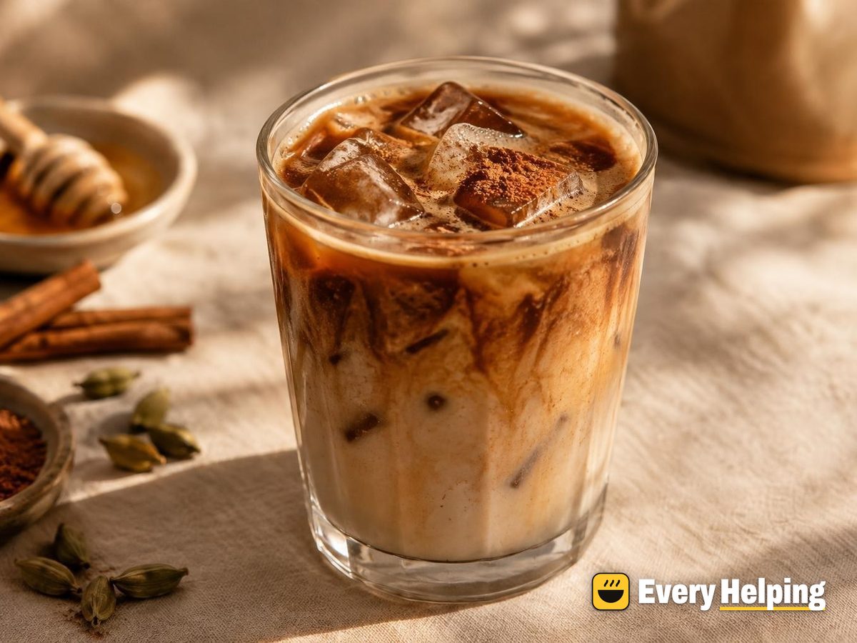 Honey Cinnamon Almond Iced Latte with Cardamom