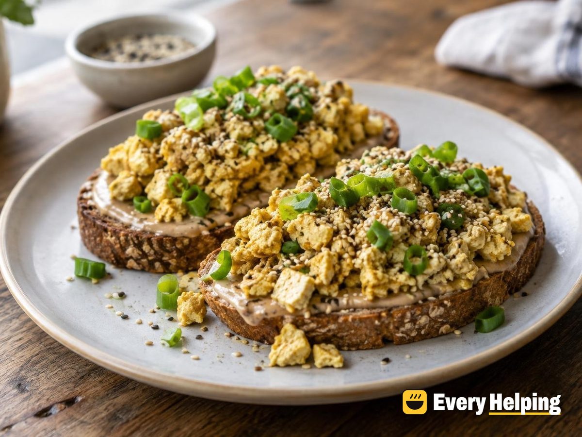 Miso-Ginger Tofu Scramble with Tahini Toast