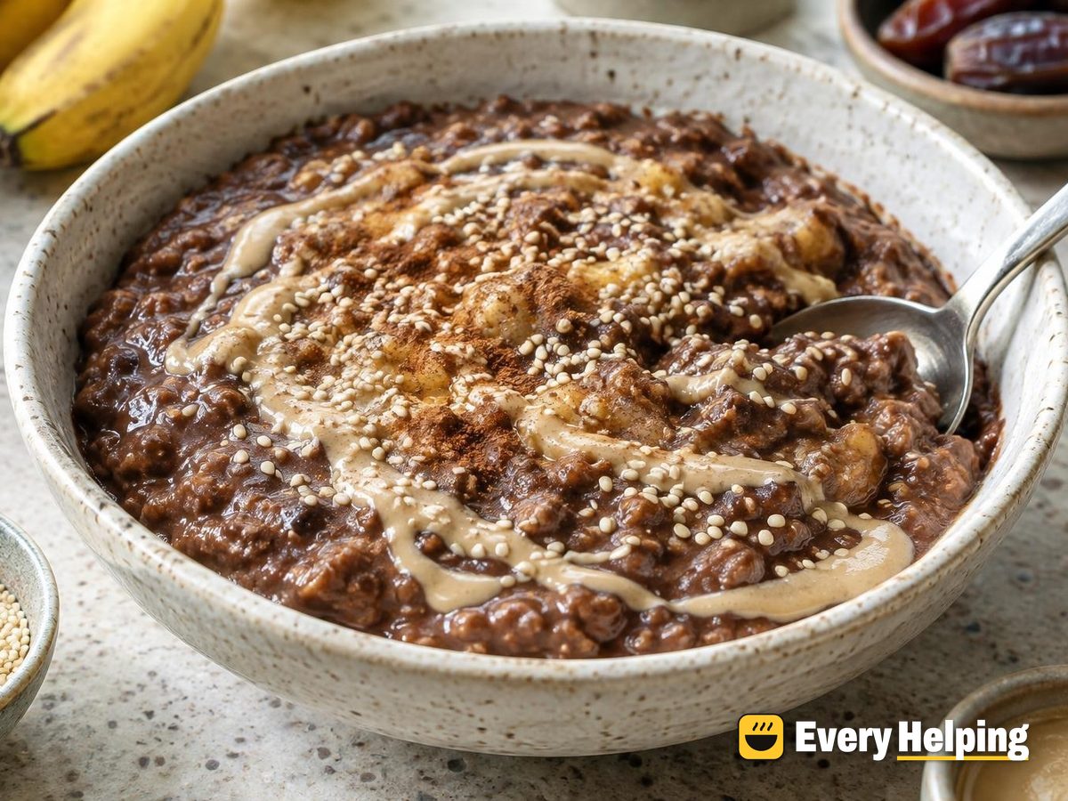 Pressure Cooker Banana Cocoa Oats with Tahini