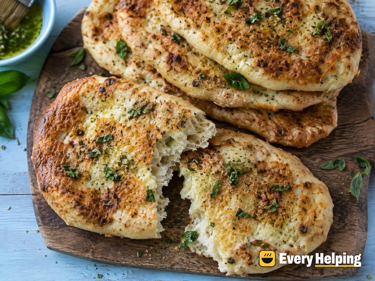 Parmesan-Crusted Ricotta Naan with Basil Butter