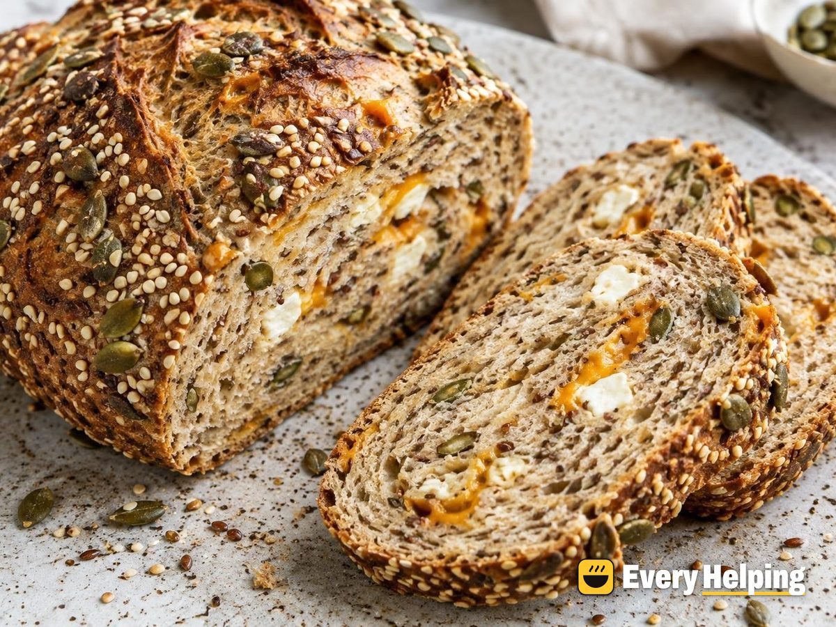 Whole Wheat Feta Cheddar Seeded Sourdough Batard